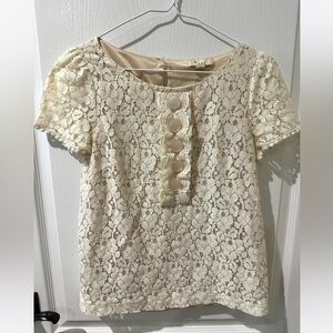 XXi Ivory White Lace Short Sleeve Top